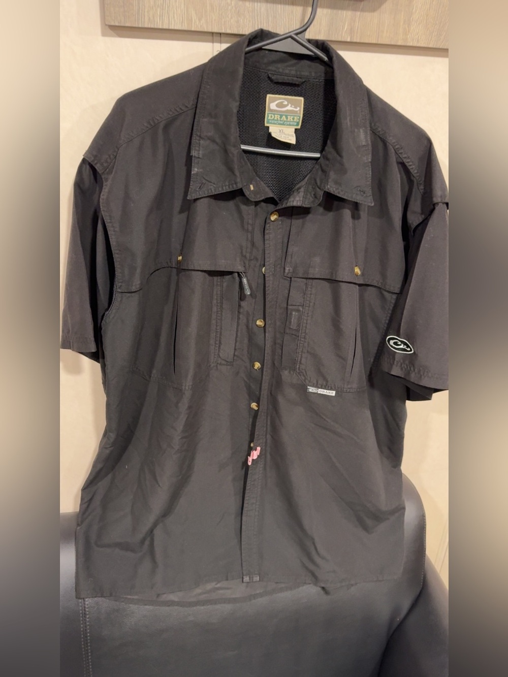 Sale [EUC] DRAKE Solid Black Wingshooter's Pocket Shirt Short Sleeve Men XL